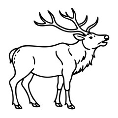 Fototapeta premium Majestic Elk Outline Silhouette Vector Illustration for Wildlife Art and Design