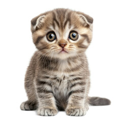 Obraz premium Scottish Fold kitten with its distinctive folded ears and playful antics. isolated on transparency background
