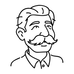 Fototapeta premium Vector Illustration of Classic Man with Mustache and Shirt Portrait Art