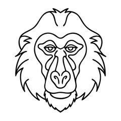 Naklejka premium Mandrill Face Vector Art Illustration for Wildlife and Animal Design Projects