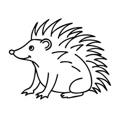  Cute Porcupine Outline Vector Illustration for Children's Books and Educational Materials