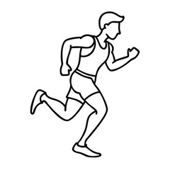 Fototapeta premium Vector Outline of Man Running Fitness Sport Dynamic Action Symbol