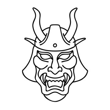 recommend clip art:  Samurai Warrior Demon Mask Line Art Vector Illustration Traditional Japanese Design