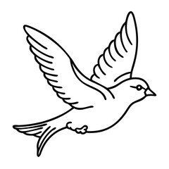  Vector Illustration of Flying Bird Silhouette Symbolizing Freedom and Peace