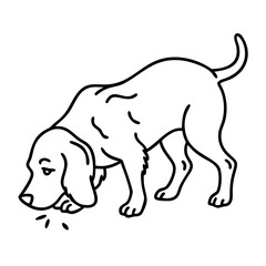 Fototapeta premium Curious Dog Sniffing Ground Vector Illustration