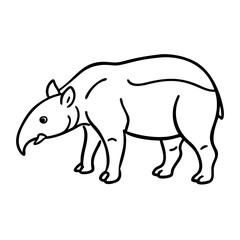 Fototapeta premium Tapir Outline Vector Illustration Simple Animal Line Art Design