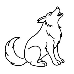 Fototapeta premium Howling Wolf Outline Vector Illustration for Wildlife and Nature Themes