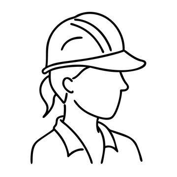 recommend clip art:  Female Construction Worker Profile Line Art Vector Safety Helmet Illustration