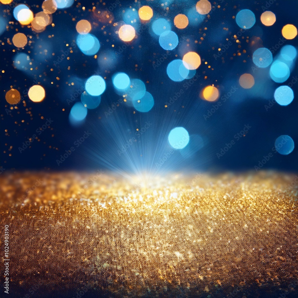 Canvas Prints abstract background of gold lights and blue glitter with bokeh effect