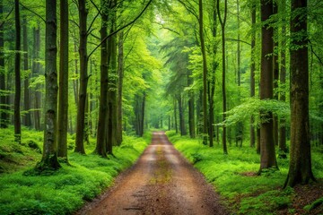 Obraz premium Moist forest path with lush greenery