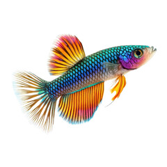 Striking Killifish with its vivid colors and elongated body, adding a splash of color to the tank. isolated on transparency background