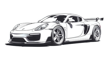 A sleek sketch of a luxury sports car, isolated to highlight its fast design and modern style