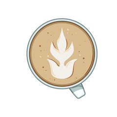 foam latte art coffee cartoon. milk barista, espresso pour, herosetta tulip foam latte art coffee sign. isolated symbol vector illustration