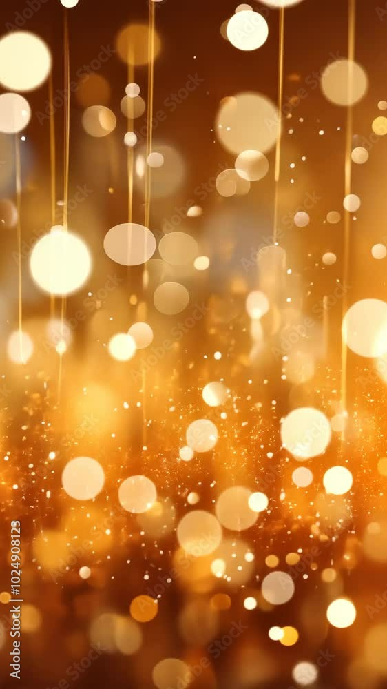 Poster golden bokeh lights with a soft glowing effect, abstract background. festive and celebratory atmosph