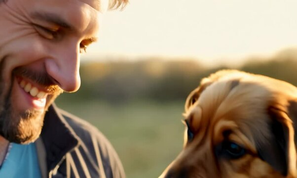 Polish Man Volunteering with Rescue Dogs at Animal Shelter