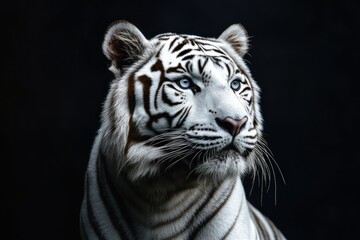 Majestic White Tiger Portrait on Dark Background