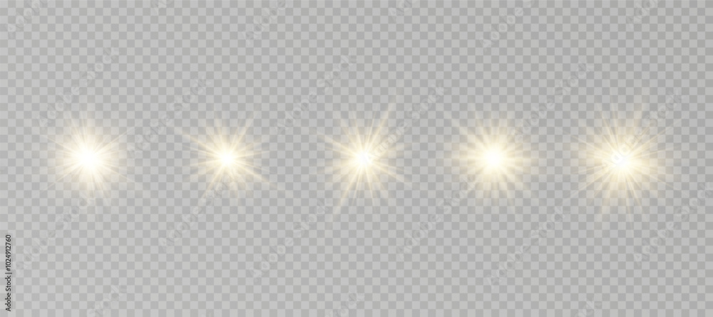 Wall mural yellow glowing light explodes on a transparent background. sparkling magical dust particles. bright 