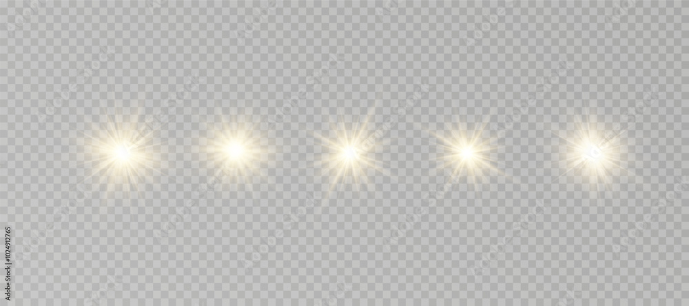 Wall mural yellow glowing light explodes on a transparent background. sparkling magical dust particles. bright 