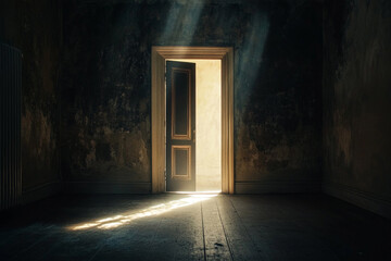 Open Door Illuminating a Dark Room: A Powerful Metaphor for Hope, Opportunity, and Overcoming Adversity