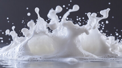 Captivating splash of milk creating dynamic shapes on a dark surface