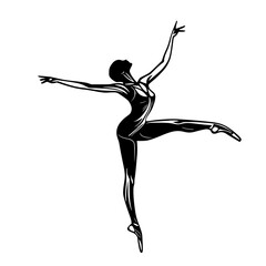 "Ballet Dancer in Classic Pose Black and White Vector"

