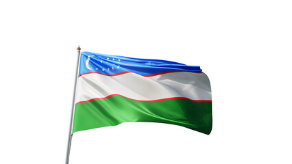 Flag of uzbekistan with no background, transparent png, flag on a flag pole waving in the wind, asian country, national symbol of uzbekistan, picture of a flag