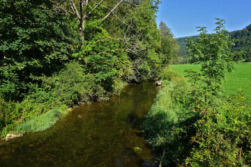 Naturschutzgebiet Galgenwiesen an der Bära im Bäratal;  Schwäbische Alb; Deutschland; Baden Württemberg;