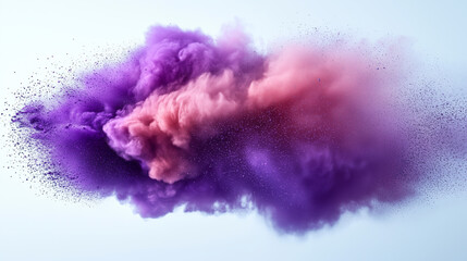 Fototapeta premium abstract image of a purple powder explosion in mid-air. The explosion should feature large, vibrant clouds of purple pigment