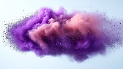 Fototapeta premium abstract image of a purple powder explosion in mid-air. The explosion should feature large, vibrant clouds of purple pigment
