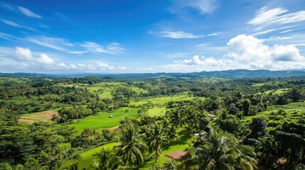 Obraz premium Lush Green Landscape with Clear Blue Sky