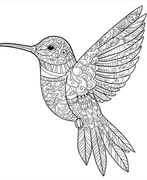 recommend clip art: Intricate Mandala Hummingbird Line Art for Coloring