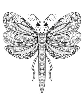 recommend clip art: Intricate Mandala Dragonfly Line Art On White Background