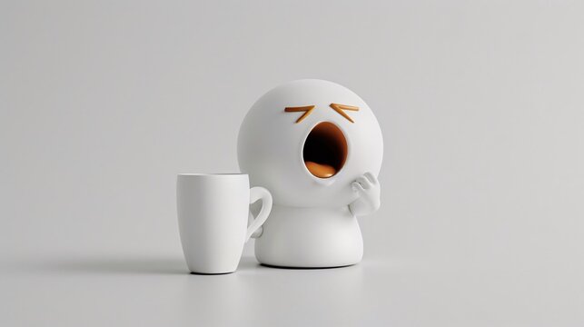 Yawning Figure and a Cup: A Still Life Depicting Tiredness
