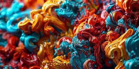 A colorful painting with a lot of different colors and shapes