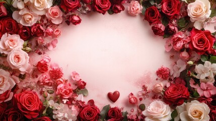 Romantic Floral Frame with Heart Accent
