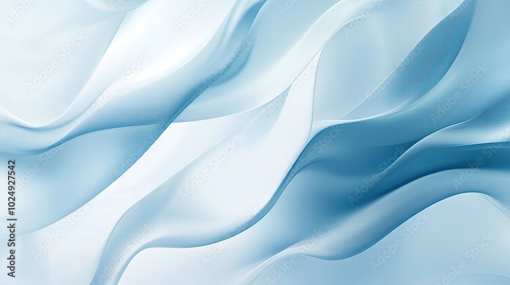 Poster a smooth abstract background with flowing curves in gradient shades of blue, creating a calm and mod