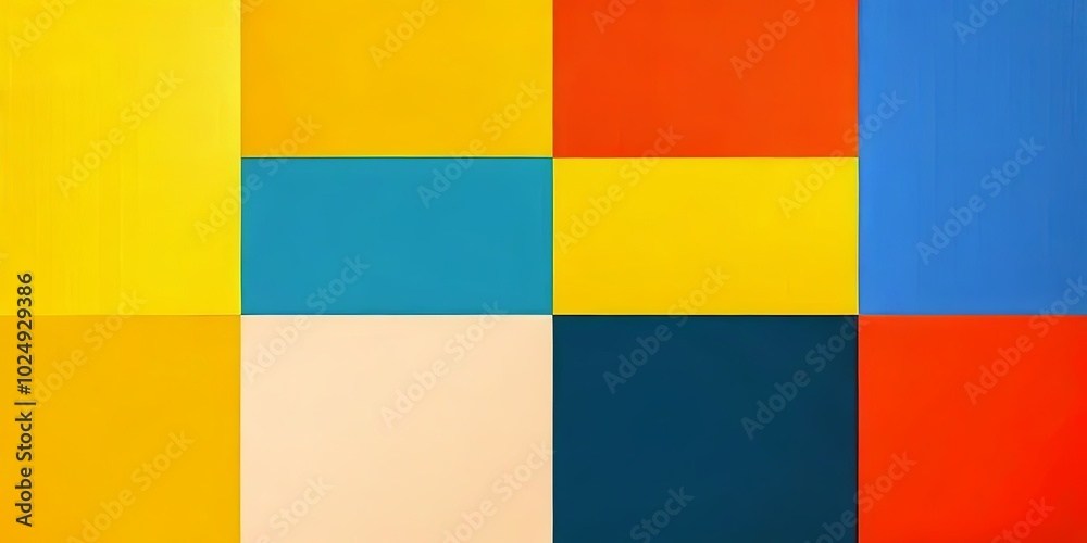 Poster A colorful pattern of squares with a blue square in the middle