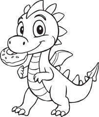 Fototapeta premium Dragons with line Art Dragon Coloring Page Vector and Line art