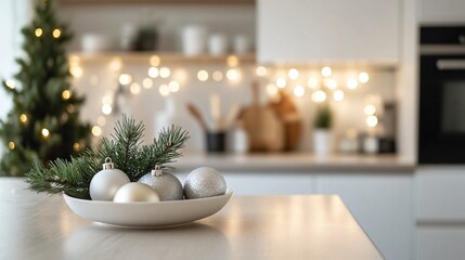 Minimalist Holiday Kitchen with Festive Decor
