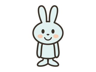 正面を向いて立つかわいいうさぎさんのイラスト