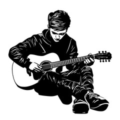 "Silhouette of Man in Suit Playing Electric Guitar"

