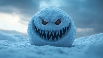 Fearsome Icy Monster Lurking in Snowy Landscape