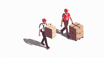 Efficient delivery workers transport packages with care, showcasing teamwork and dedication in their roles. Their coordinated efforts highlight importance of logistics in everyday life