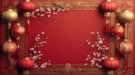 Festive Red and Gold Chinese New Year Decorations