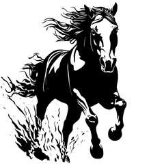 "Silhouette of Fast Running Wild Horse"

