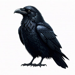 Fototapeta premium black raven bird illustration on white background
