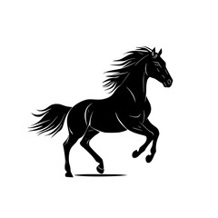"Stylized Black Horse Graphic with Flowing Hair"

