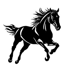 "Stylized Black Horse Graphic with Flowing Hair"

