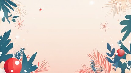 Naklejka premium Vibrant Tropical Foliage and Ornaments Decorative Background