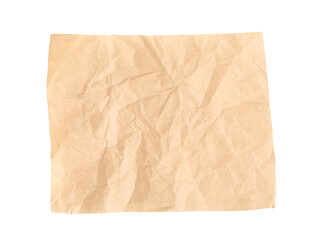 Crumpled kraft paper sheet isolated on white, top view